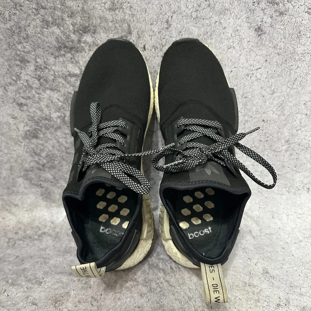 Adidas NMD R1 Sneakers Mens 10 Black Sand S76847 Boost Low Running Shoes